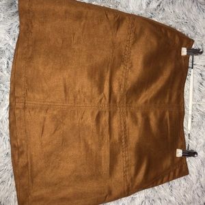 Brown suede high waist skirt